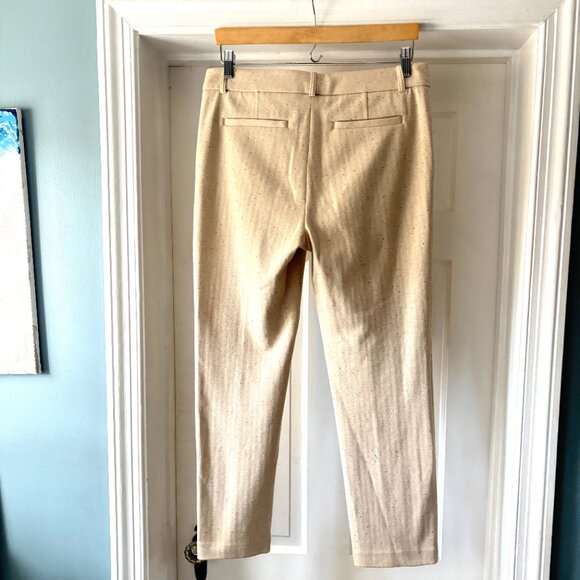 ecru Straight Leg Speckled Suit Pants Ankle Cream Size 8 - Picture 7 of 13